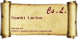 Csanki Larina névjegykártya